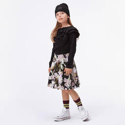 Molo-Черная хлопковая юбка с цветочным рисунком | Childrensalon Outlet