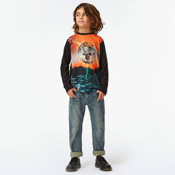 Molo-Black & Orange Cotton Top | Childrensalon Outlet