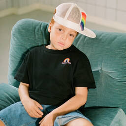 Molo-Black Organic Cotton Rainbow T-Shirt | Childrensalon Outlet