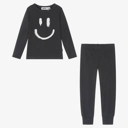 Molo-Black Organic Cotton Smiling Pyjamas | Childrensalon Outlet
