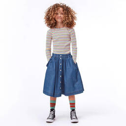 Molo-Blue Chambray Cotton Skirt | Childrensalon Outlet