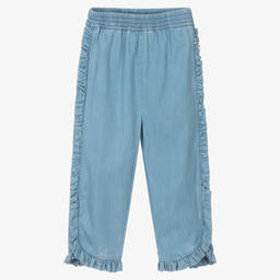 Molo-Blue Chambray Frill Trousers | Childrensalon Outlet