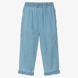 Molo-Blue Chambray Frill Trousers | Childrensalon Outlet