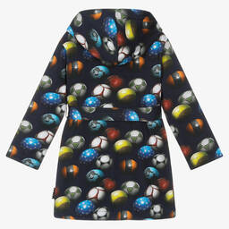 مولو-روب حمّام أطفال ولادي قطن جيرسي عضوي لون كحلي بطبعة ملونة | Childrensalon Outlet