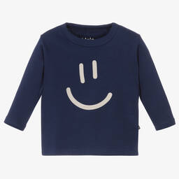 Molo-Blue Cotton Smiley Top | Childrensalon Outlet