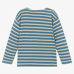 Molo-Blue & Ivory Striped Knit Cotton Top | Childrensalon Outlet