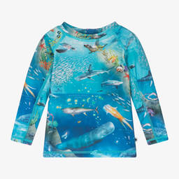 Molo-Голубой купальный топ с океаническим принтом (UPF50+) | Childrensalon Outlet