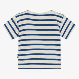 Molo-Blue Striped Organic Cotton Knit T-Shirt | Childrensalon Outlet