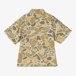 Molo-Boys Beige Camouflage Cotton Shirt  | Childrensalon Outlet