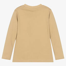 Molo-Boys Beige Cotton Bear Print Top | Childrensalon Outlet