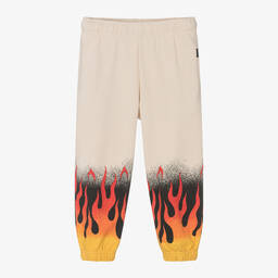 Molo-Boys Beige Cotton Flame Print Joggers | Childrensalon Outlet