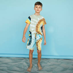 Molo-Бежевая хлопковая футболка с эффектом тай-дай | Childrensalon Outlet