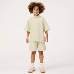 Molo-قميص بيج منسوج بأزرار للأولاد | Childrensalon Outlet