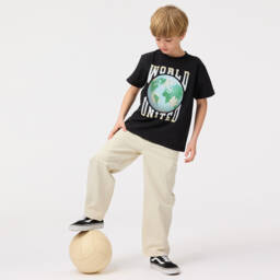 Molo-Boys Black Cotton Global Tee | Childrensalon Outlet