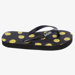 Molo-Boys Black Happy Face Flip Flops | Childrensalon Outlet