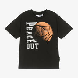 Molo-Boys Black Organic Cotton Basketball T-Shirt | Childrensalon Outlet