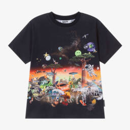 Molo-Boys Black Organic Graphic Tee | Childrensalon Outlet