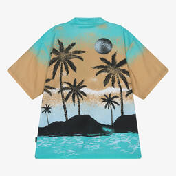 Molo-Boys Blue & Beige Tropical Cotton Shirt | Childrensalon Outlet