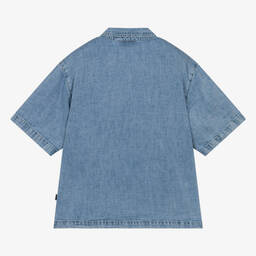 Molo-Boys Blue Bleached Denim Shirt | Childrensalon Outlet