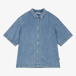 Molo-Boys Blue Bleached Denim Shirt | Childrensalon Outlet