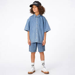 Molo-Boys Blue Bleached Denim Shirt | Childrensalon Outlet