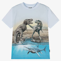 Molo-Boys Blue Cotton Dinosaur T-Shirt | Childrensalon Outlet