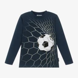 Molo-Boys Blue Cotton Football Shirt | Childrensalon Outlet