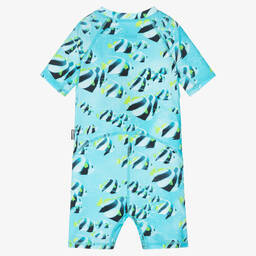Molo-Boys Blue Fish Print Sun Suit (UPF 50+) | Childrensalon Outlet