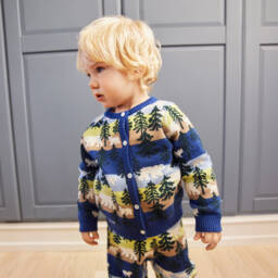 Molo-Boys Blue Forest Knit Cardigan | Childrensalon Outlet