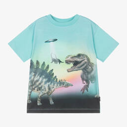 Molo-Boys Blue Organic Cotton Dinosaur T-Shirt | Childrensalon Outlet
