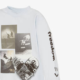 Molo-Boys Blue Organic Cotton Long Sleeve Top | Childrensalon Outlet