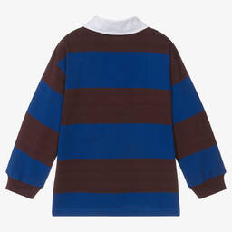 Molo-توب رغبي قطن جيرسي عضوي مقلّم لون أزرق | Childrensalon Outlet