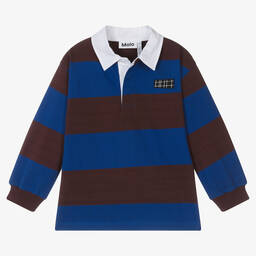 Molo-توب رغبي قطن جيرسي عضوي مقلّم لون أزرق | Childrensalon Outlet