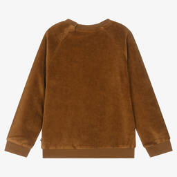 مولو-سويتشيرت قطن عضوي قطيفة لون بني للأولاد | Childrensalon Outlet