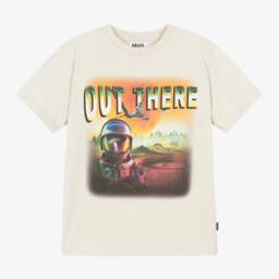 Molo-Boys Cotton Beige Adventure T-Shirt | Childrensalon Outlet