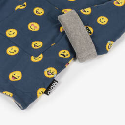 مولو-روب هودي بطبعة إيموجي قطن عضوي لون أزرق للأولاد | Childrensalon Outlet