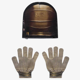 Molo-طقم قبعة وقفّازات جيرسي لون أخضر كاكي للأولاد | Childrensalon Outlet