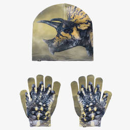 Molo-طقم قبعة وقفّازات جيرسي لون أخضر للأولاد | Childrensalon Outlet