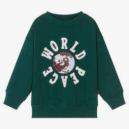 Molo-Boys Green World Peace Sweatshirt | Childrensalon Outlet