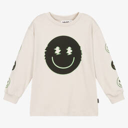 Molo-Boys Grey Cotton Smile Graphic Top | Childrensalon Outlet