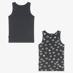Molo-Boys Grey Cotton Smile Vests (2 Pack) | Childrensalon Outlet