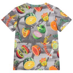 Molo-تيشيرت قطن جيرسي لون رمادي بطبعة ملونة للأولاد | Childrensalon Outlet