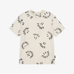 Molo-Boys Ivory Cheerful Message Tee | Childrensalon Outlet