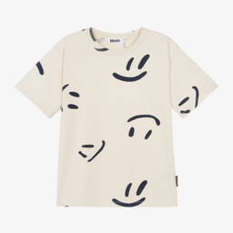 Molo-Boys Ivory Happy Face Tee | Childrensalon Outlet
