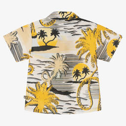 Molo-Кремовая хлопковая футболка с желтыми пальмами | Childrensalon Outlet