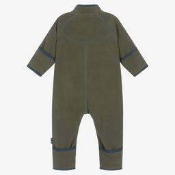 Molo-Boys Khaki Green Fleece Pramsuit  | Childrensalon Outlet