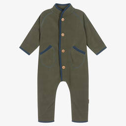 Molo-Boys Khaki Green Fleece Pramsuit  | Childrensalon Outlet