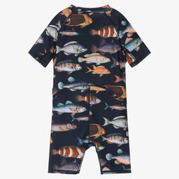 Molo-Boys Navy Blue Ocean Sun Suit (UPF 50+) | Childrensalon Outlet