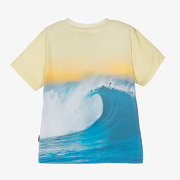 Molo-Boys Yellow & Blue Cotton Wave T-Shirt | Childrensalon Outlet