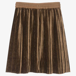 Molo-Коричневая плиссированная велюровая юбка | Childrensalon Outlet